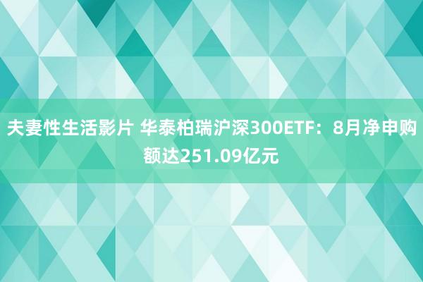 夫妻性生活影片 华泰柏瑞沪深300ETF：8月净申购额达251.09亿元